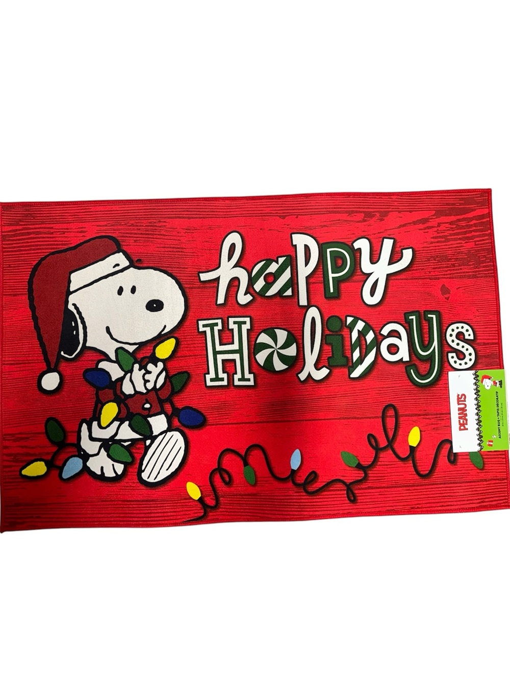 Peanuts Snoopy 'Happy Holidays' Red Holiday accent rug